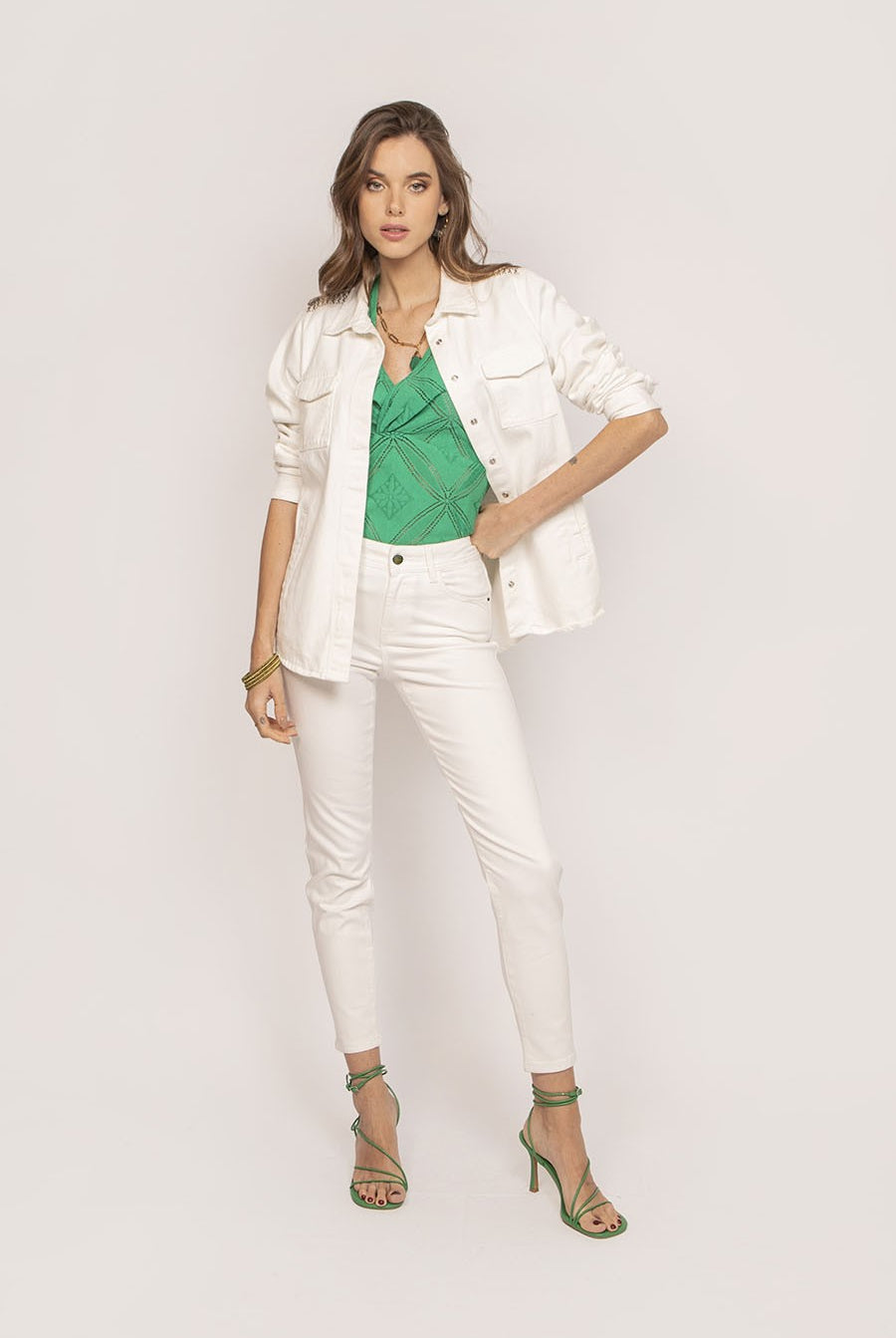 Jean slim 7/8ème blanc | Elora