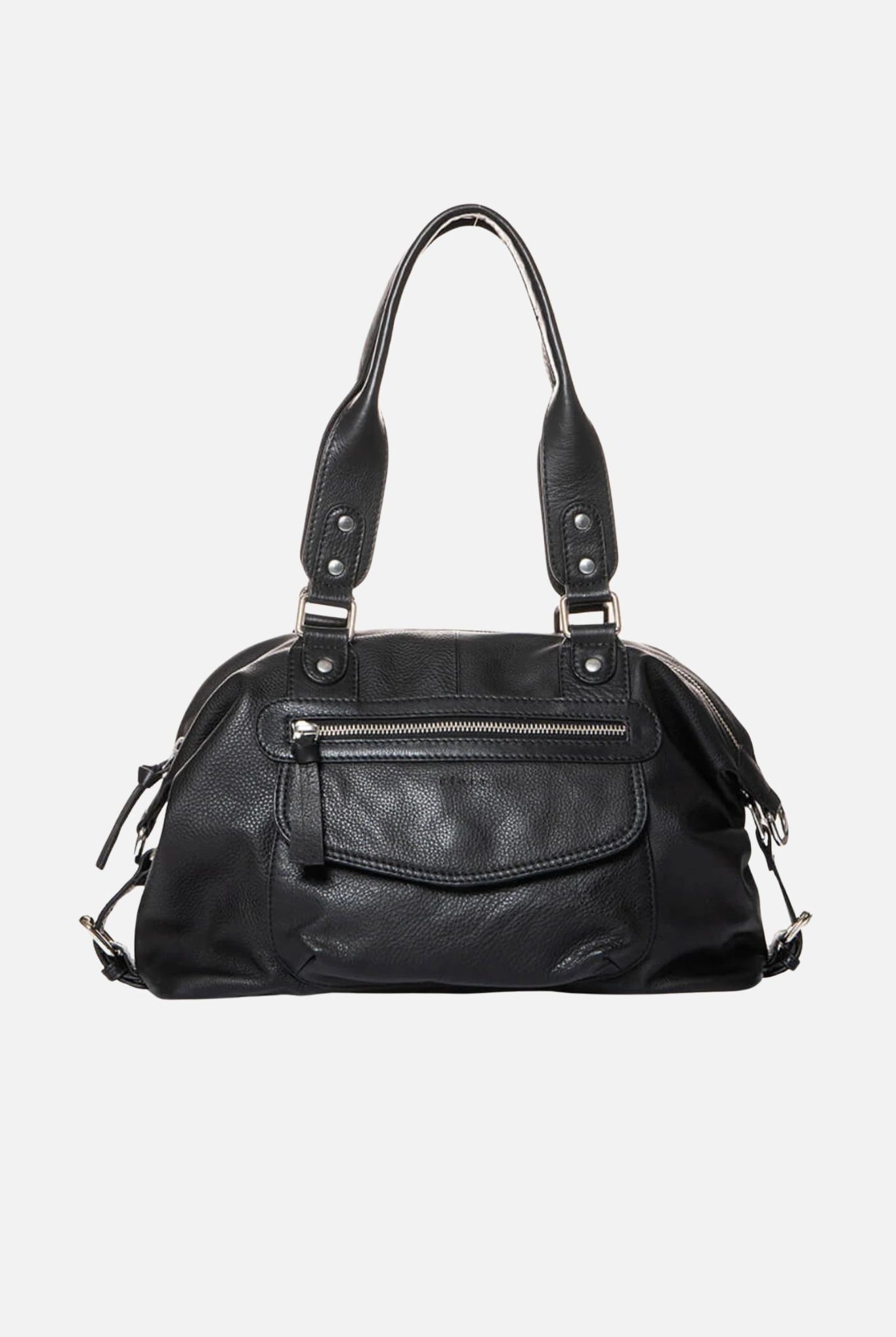 Sac bowling  en cuir noir | Elora