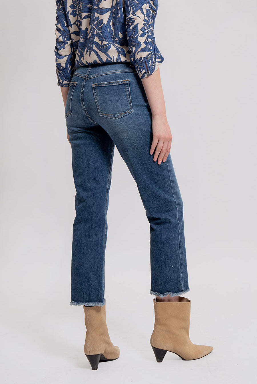 Jean bootcut cropped bleu foncé | Elora