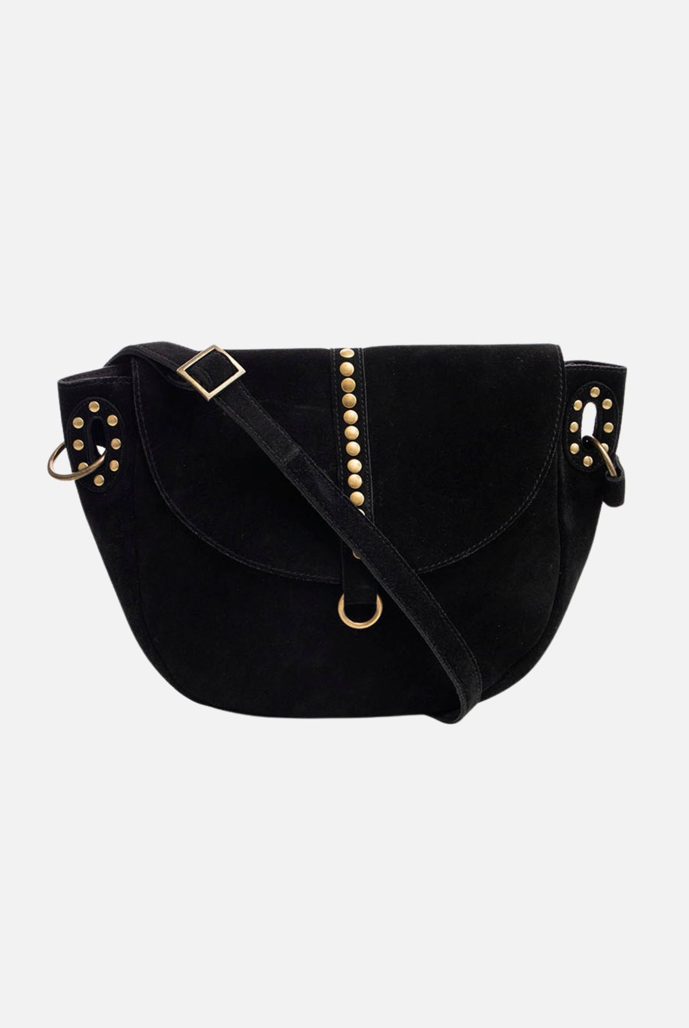 Sac besace demi-lune en suédine noir | Elora