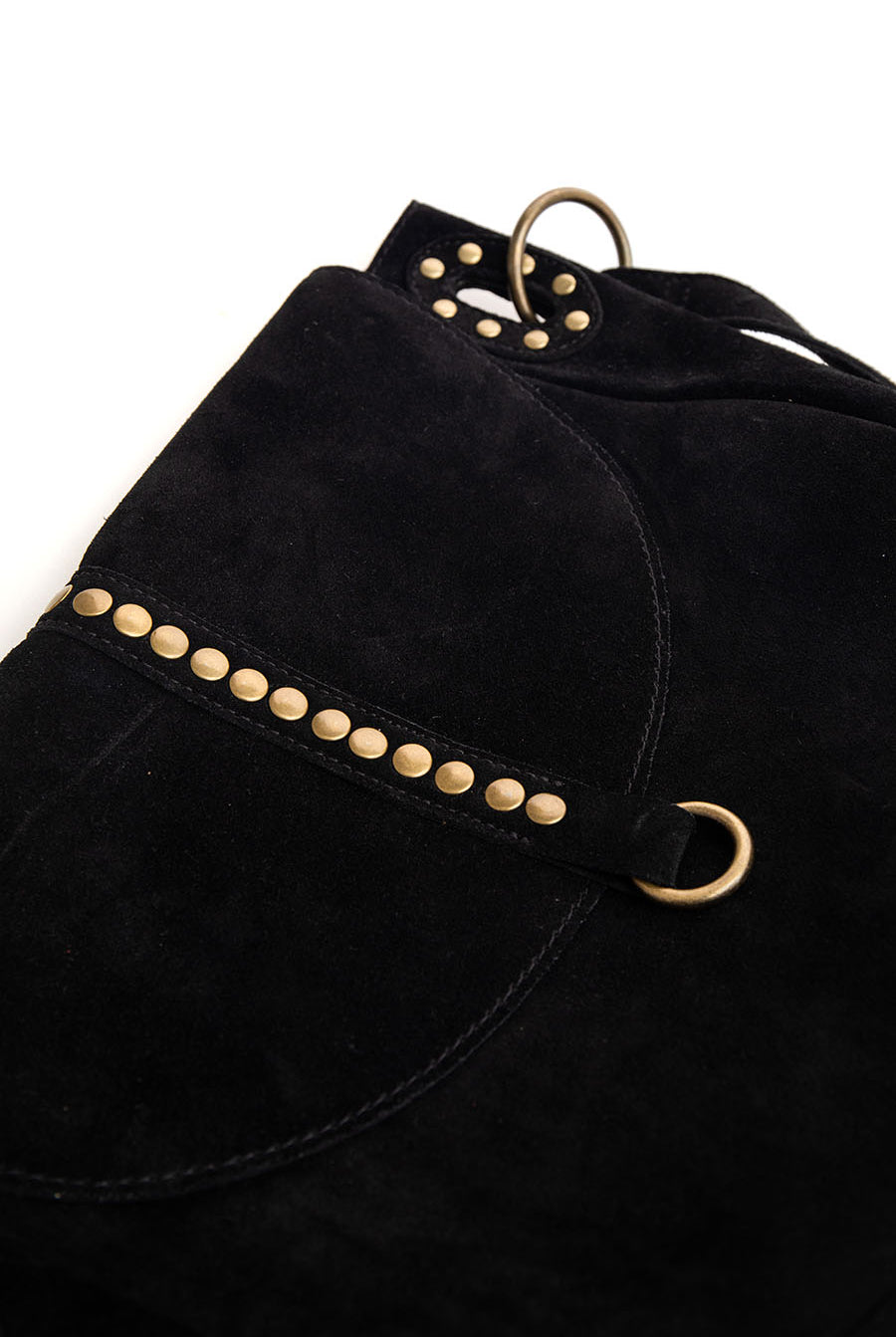 Sac besace demi-lune en suédine noir | Elora