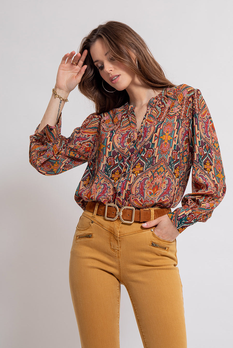 Blouse esprit ethnique multicolore | Elora