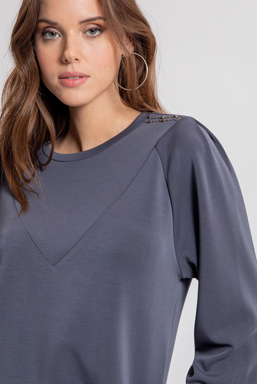 Sweat ultra doux coloris acier | Elora