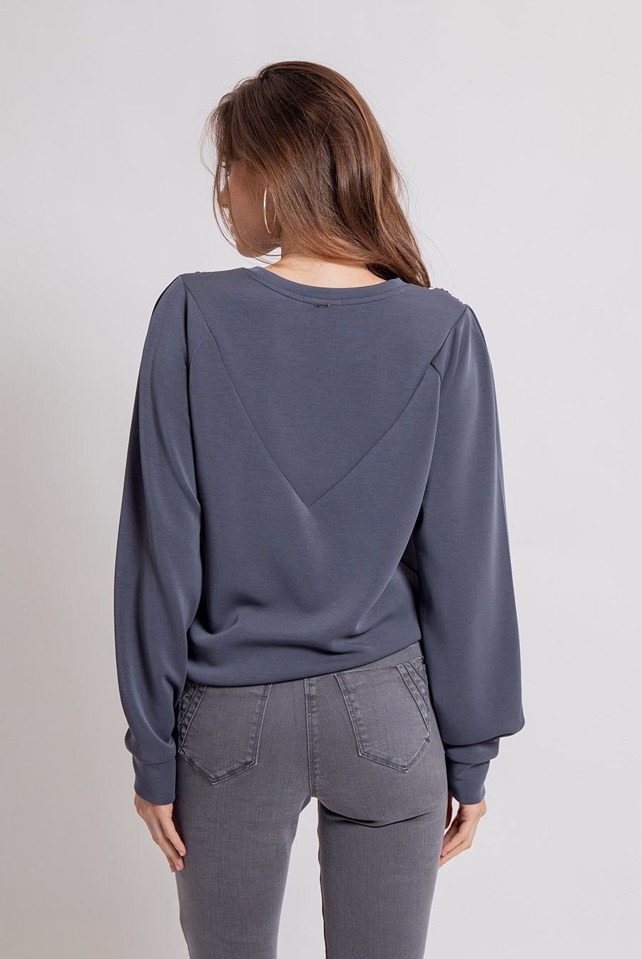 Sweat ultra doux coloris acier | Elora