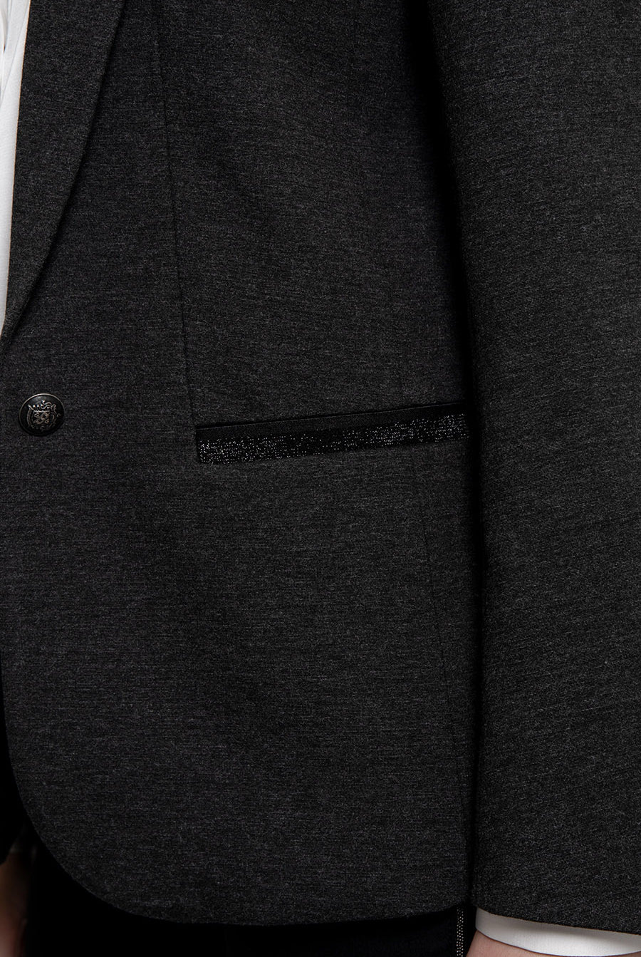 Veste tailleur en maille milano gris chiné | Elora