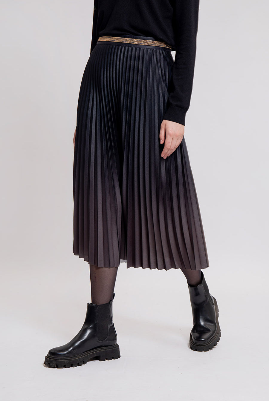 Jupe plissée tie and dye navy et kaki | Elora