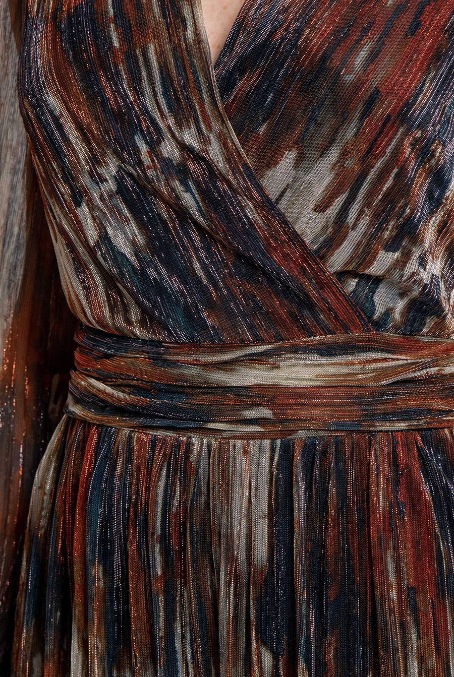 Robe multicolore en maille résille incrustée de lurex | Elora