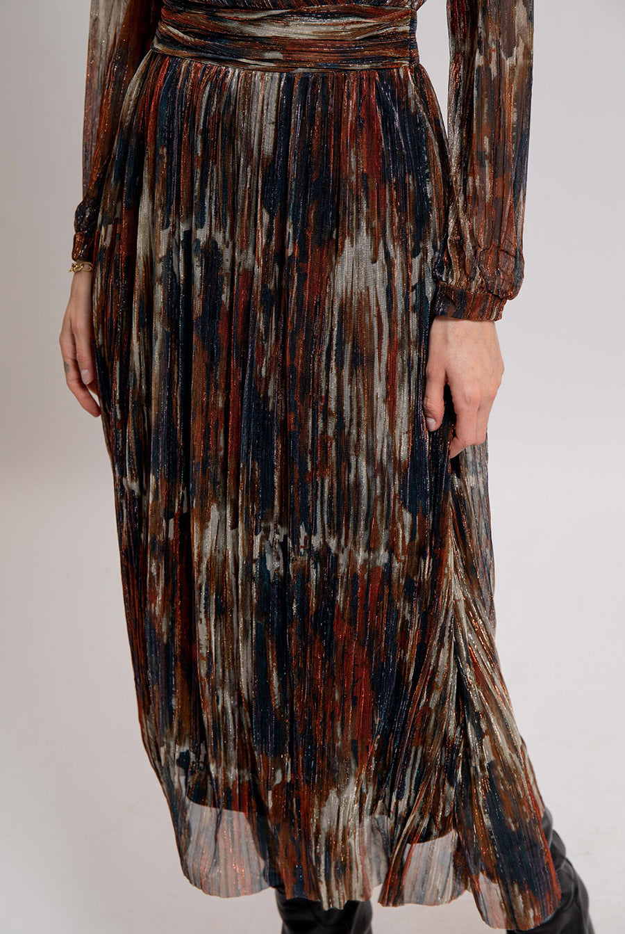 Robe multicolore en maille résille incrustée de lurex | Elora
