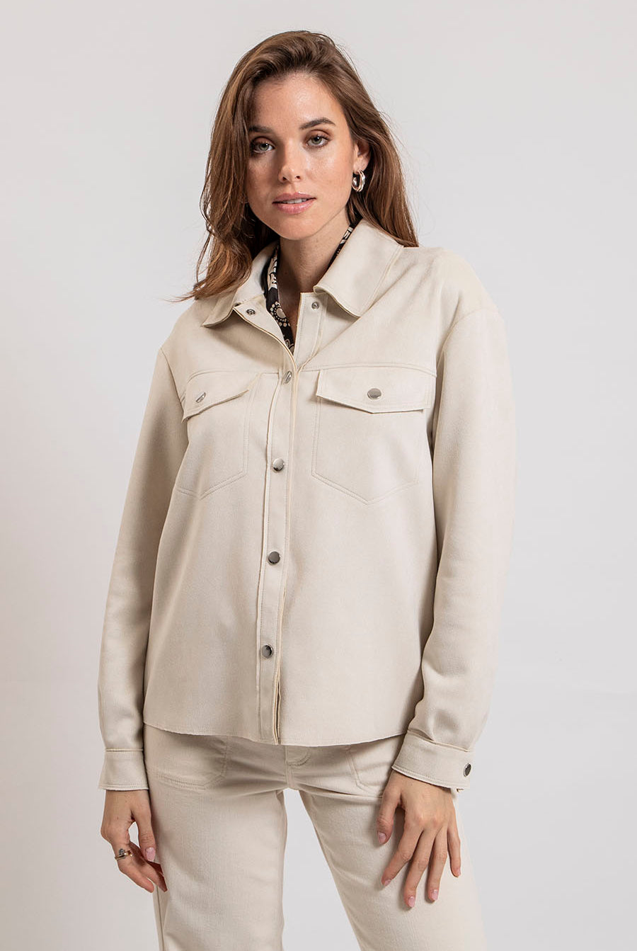 Surchemise en suédine écrue | Elora