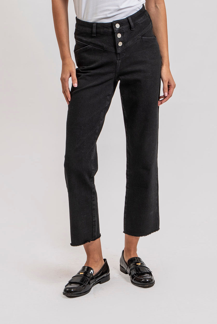 Jean bootcut cropped noir | Elora