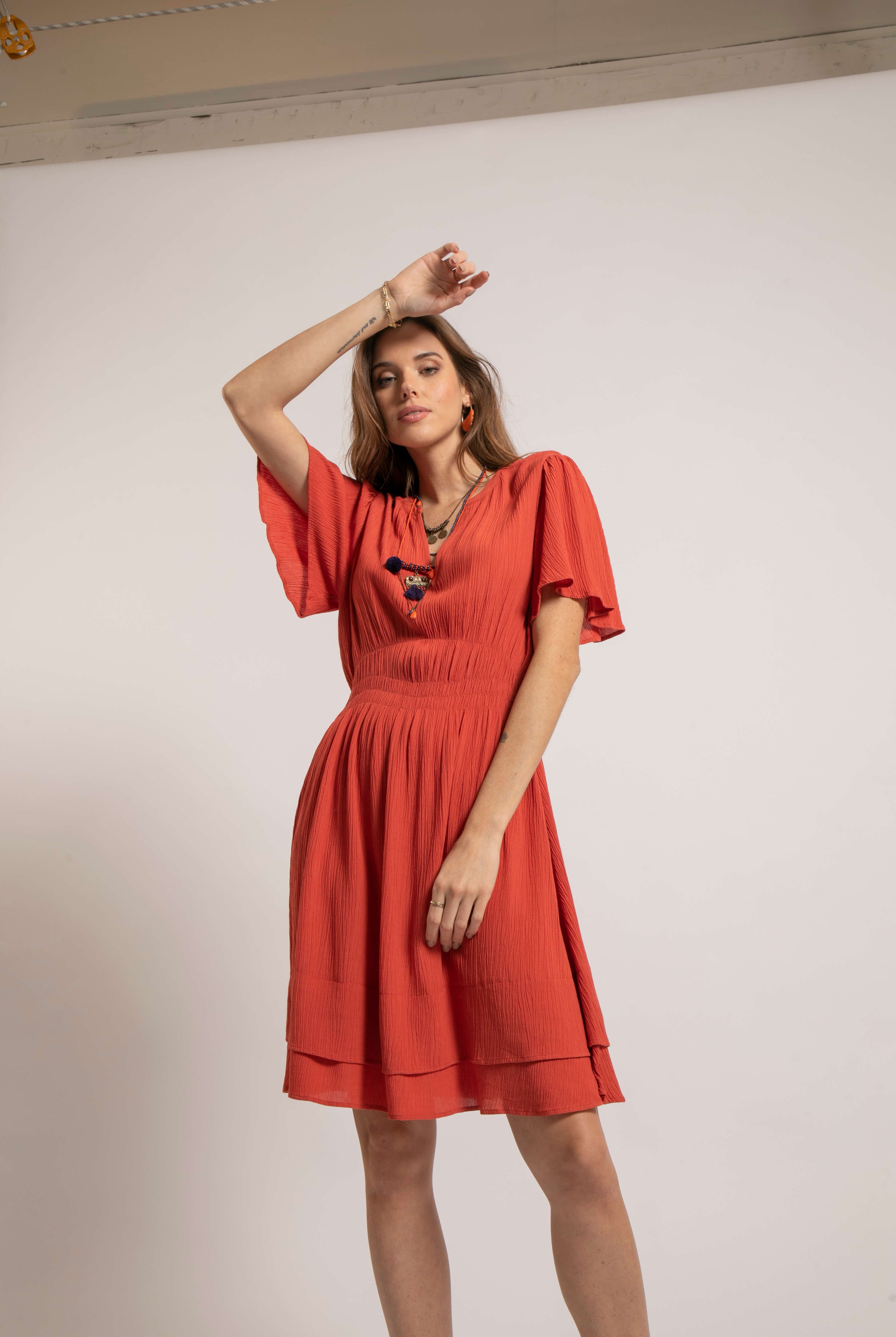 Robe courte cintrée terracotta | Elora