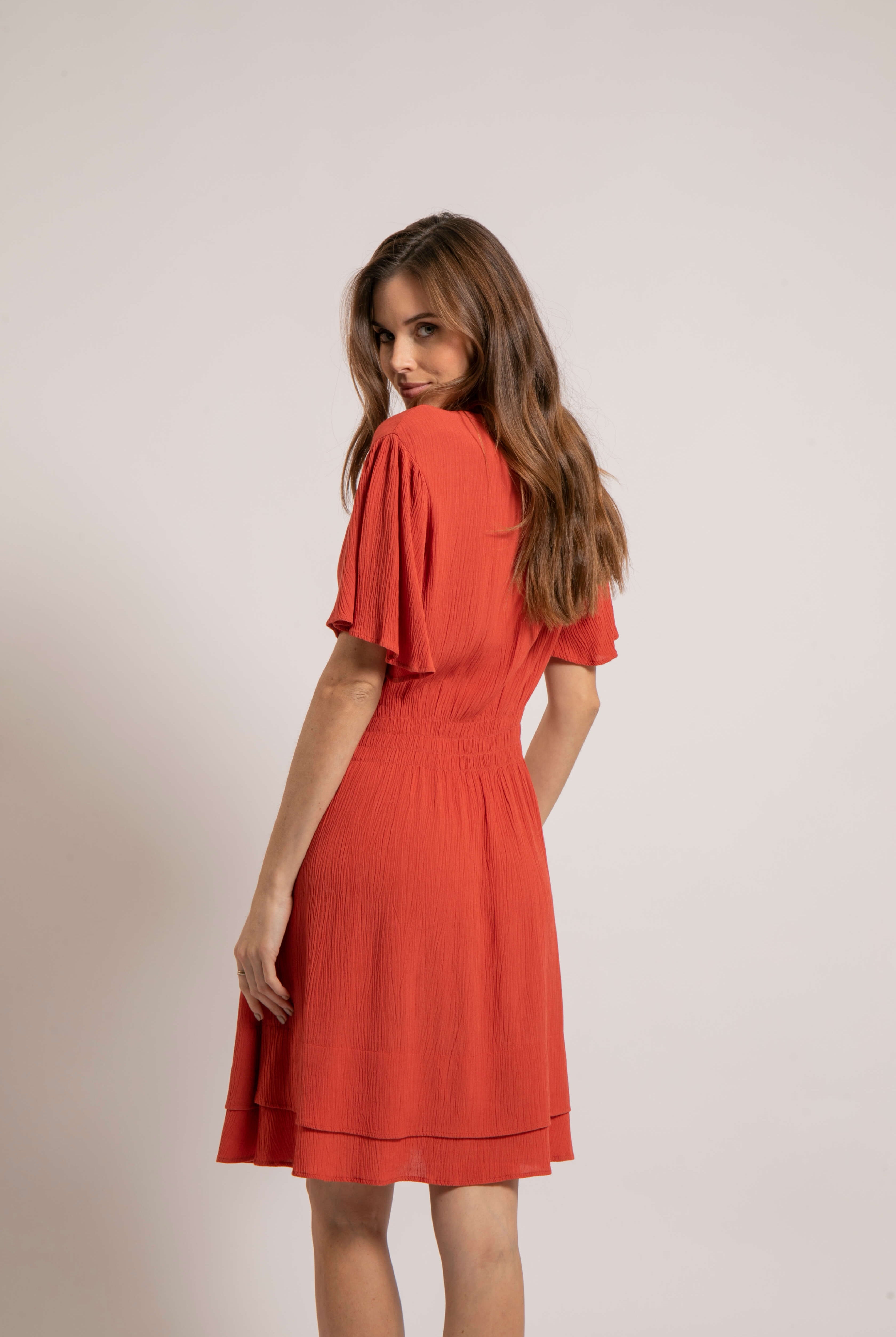 Robe courte cintrée terracotta | Elora