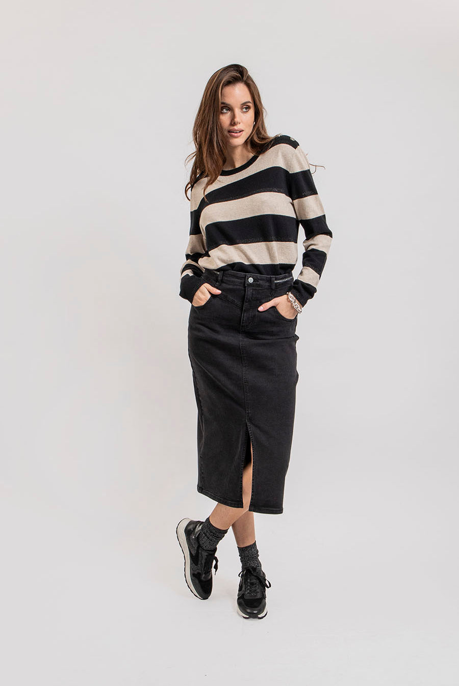 Pull marinière écru et noir | Elora