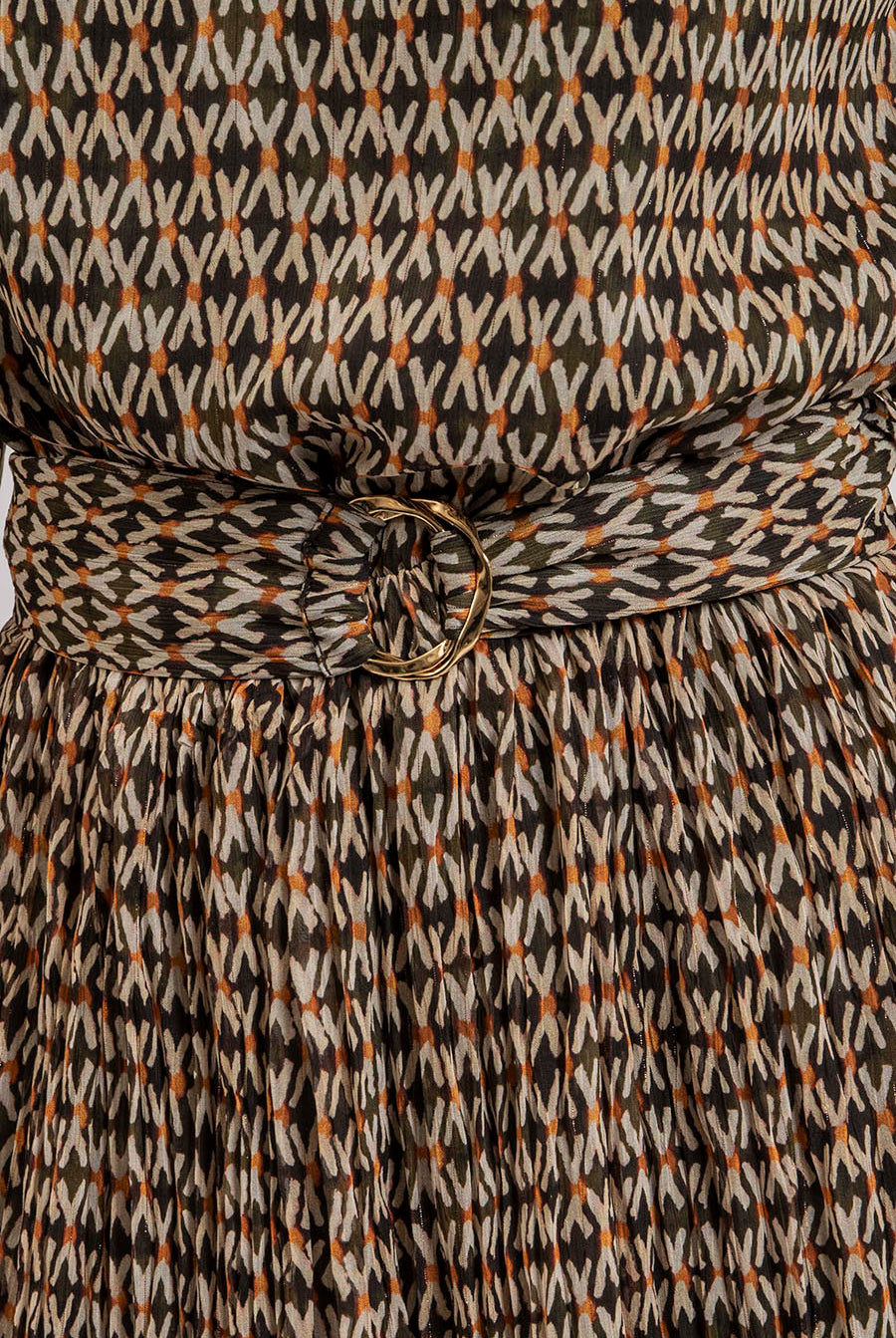 Robe courte imprimé graphique orange | Elora