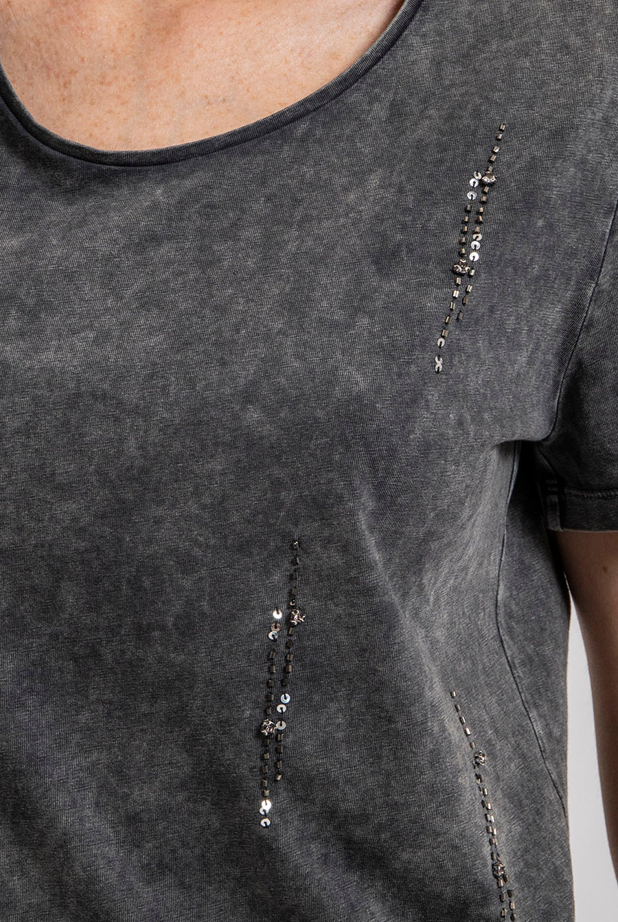 Tee-Shirt brodé gris | Elora