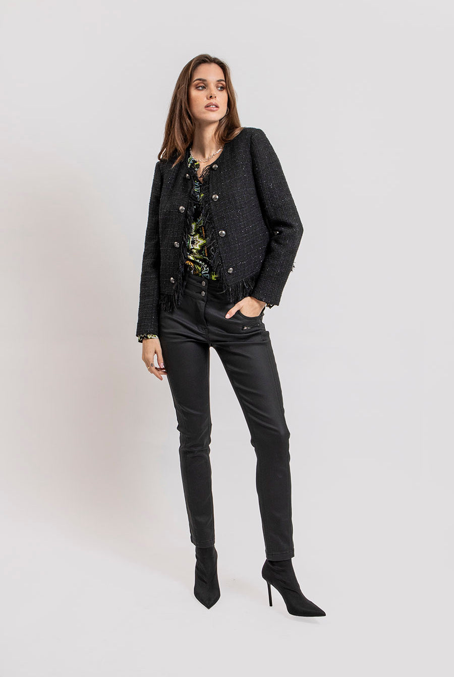 Blouse imprimé azthèque vert et noir | Elora