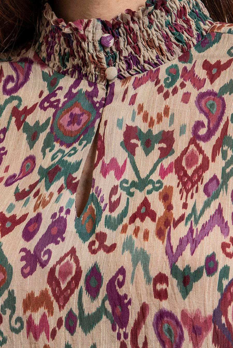 Blouse imprimé écru et multicolore | Elora