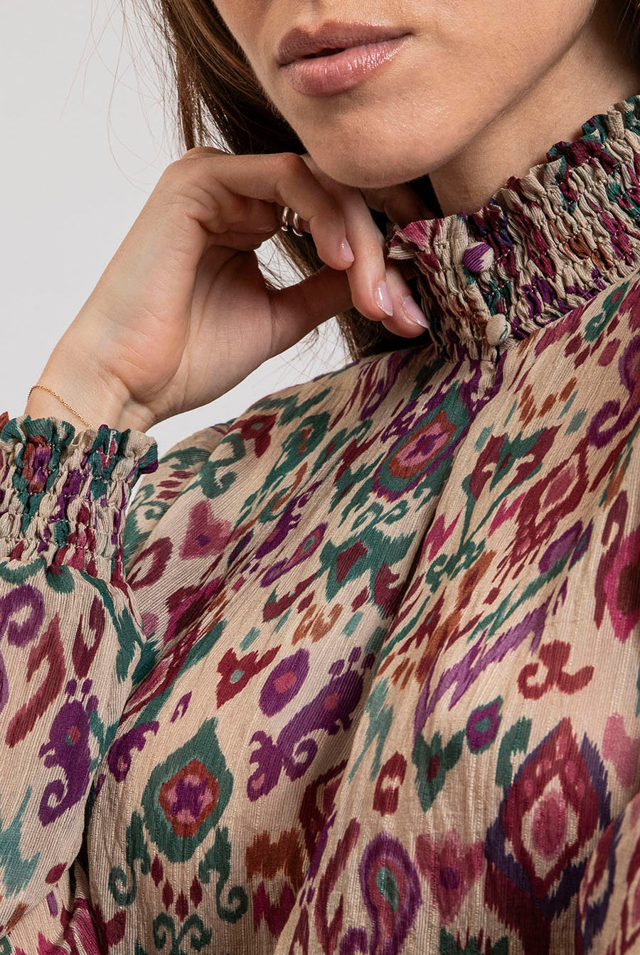 Blouse imprimé écru et multicolore | Elora