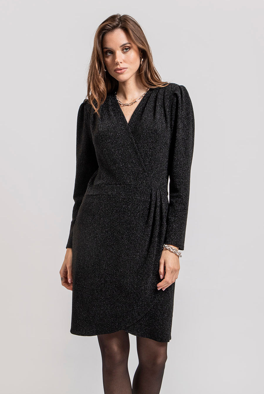 Robe cache coeur noir et lurex | Elora