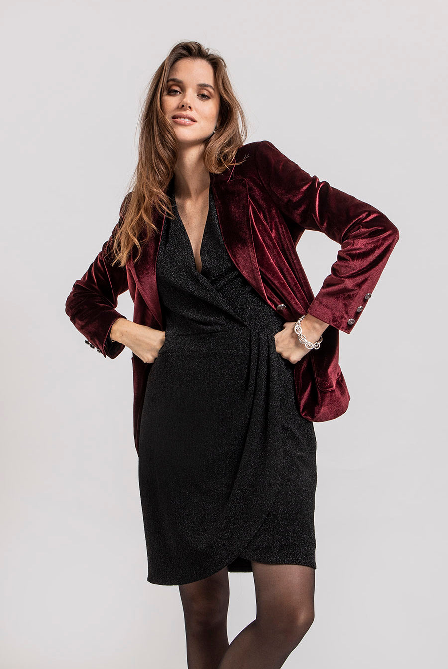 Robe cache coeur noir et lurex | Elora