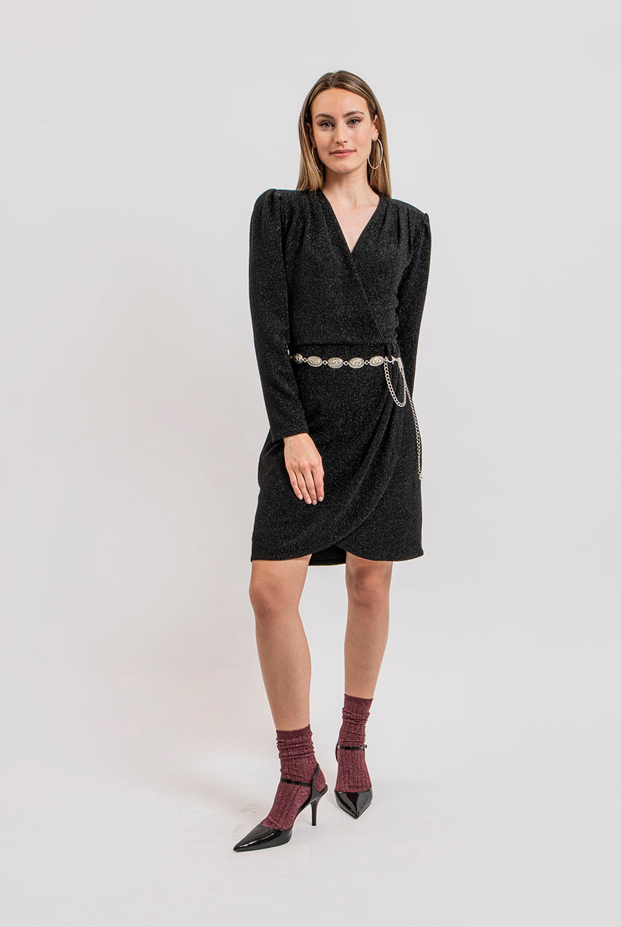 Robe cache coeur noir et lurex | Elora