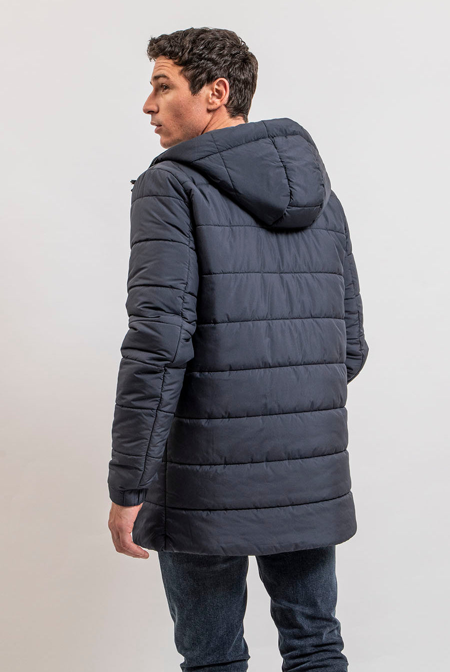 Parka mi longue réversible coloris navy | Elora