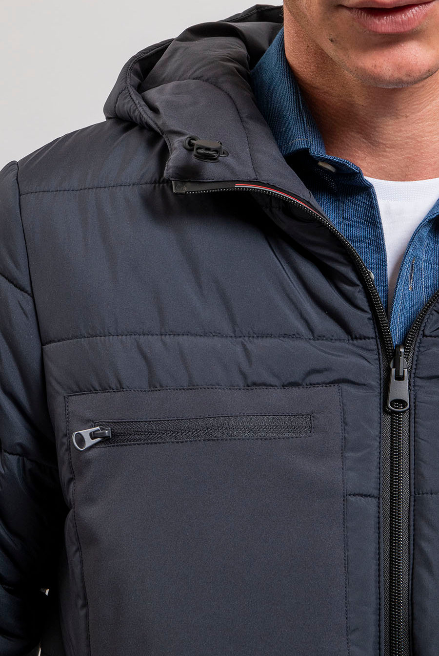 Parka mi longue réversible coloris navy | Elora