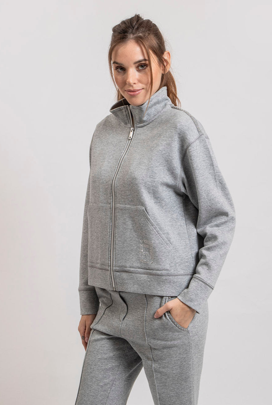Gilet molleton gris clair chiné | Elora