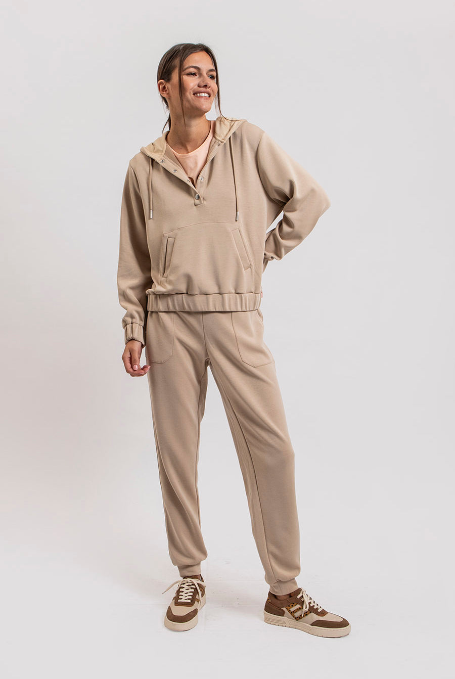 Sweat à capuche extra doux beige | Elora