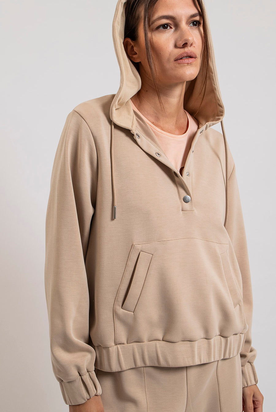 Sweat à capuche extra doux beige | Elora