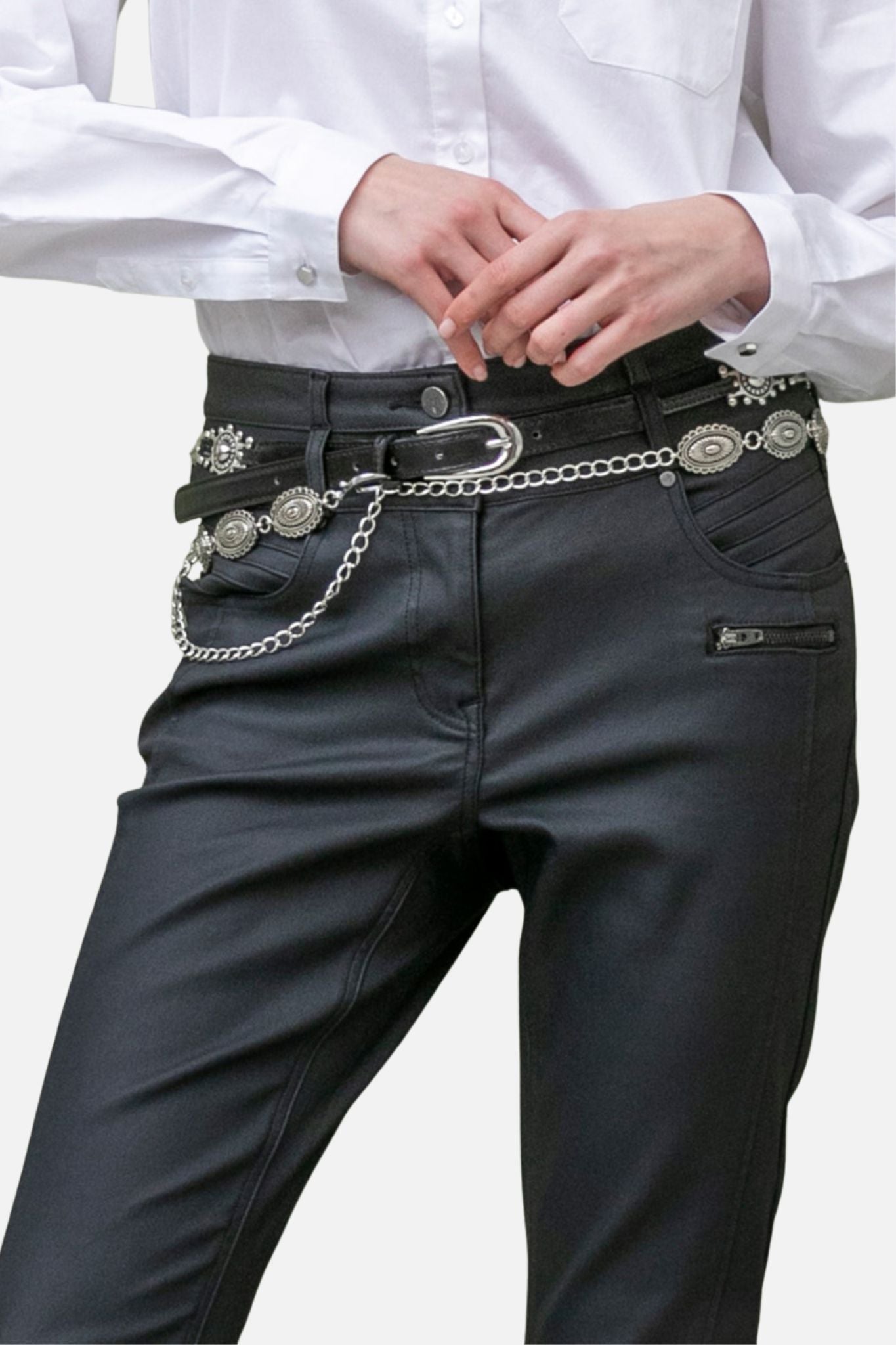 Ceinture double noir et métal | Elora