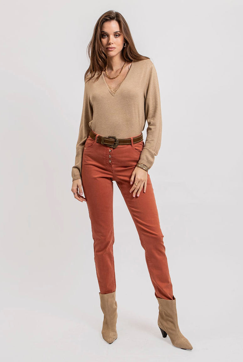 Pull façon lingerie beige | Elora
