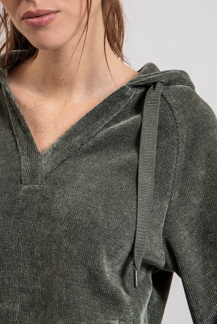 Sweat à capuche coloris tilleul | Elora