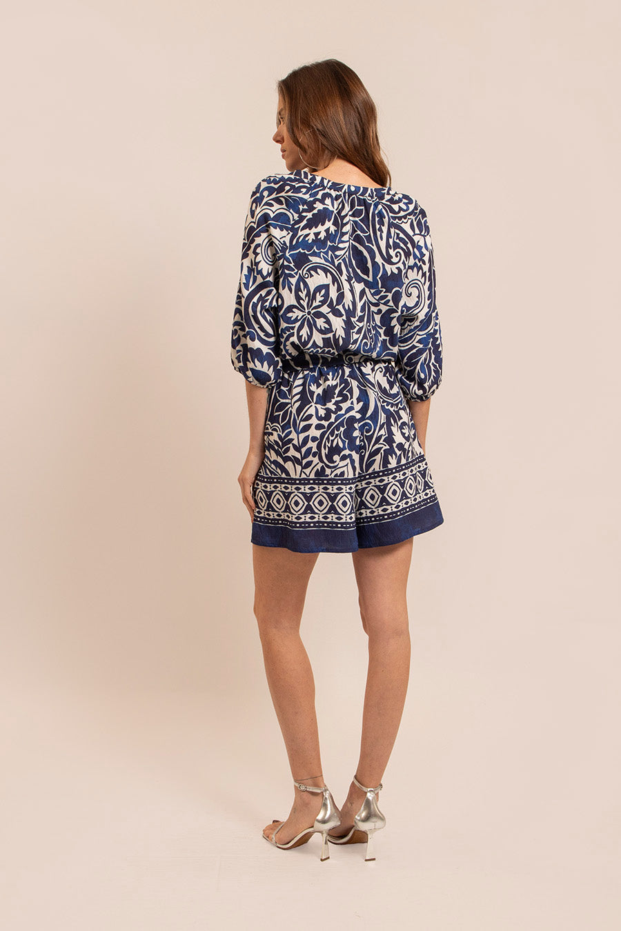 Combishort blanc et bleu | Elora