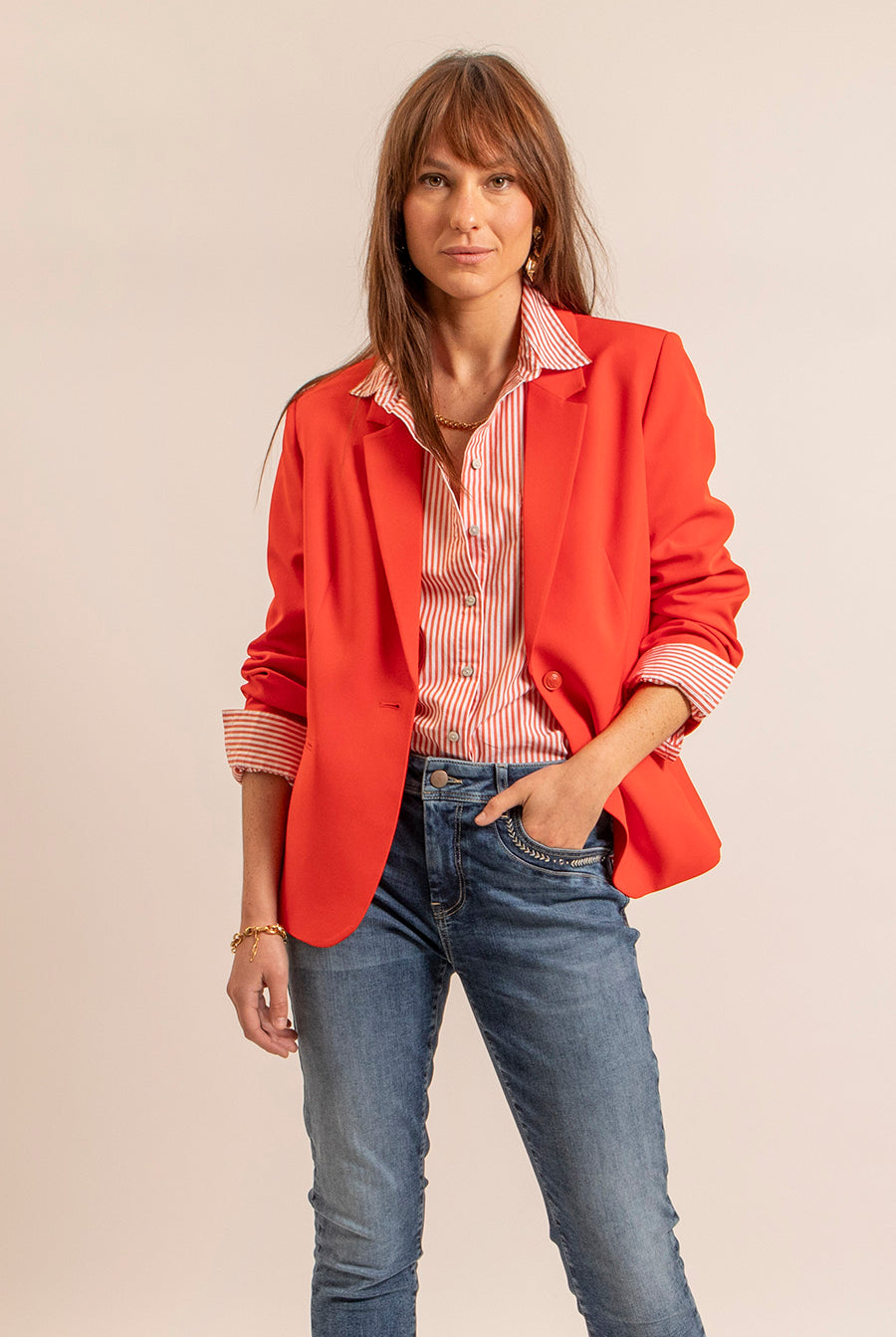 Chemise rayée orange | Elora