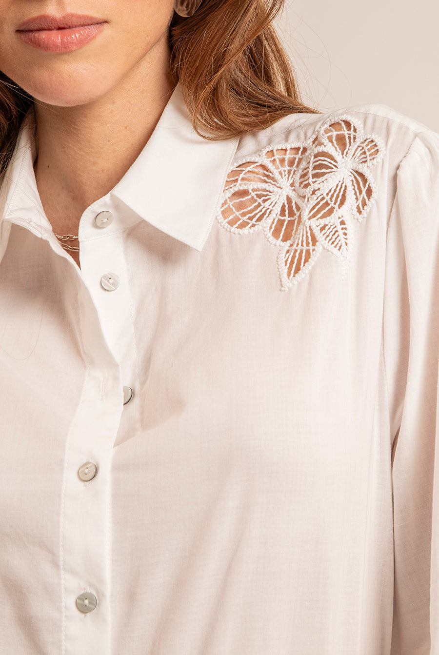 Chemise en coton coloris écru | Elora