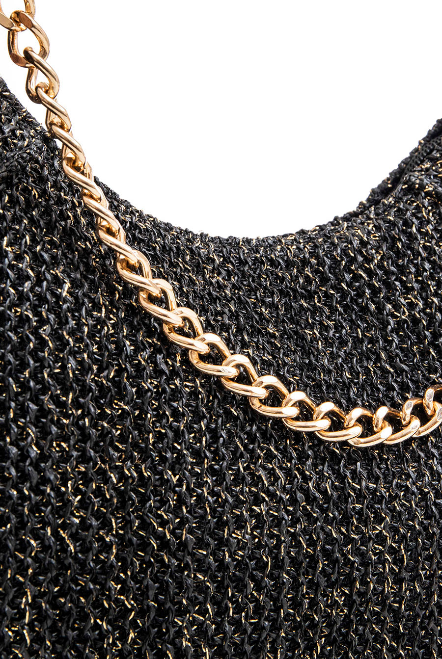 Sac forme lune noir et lurex | Elora