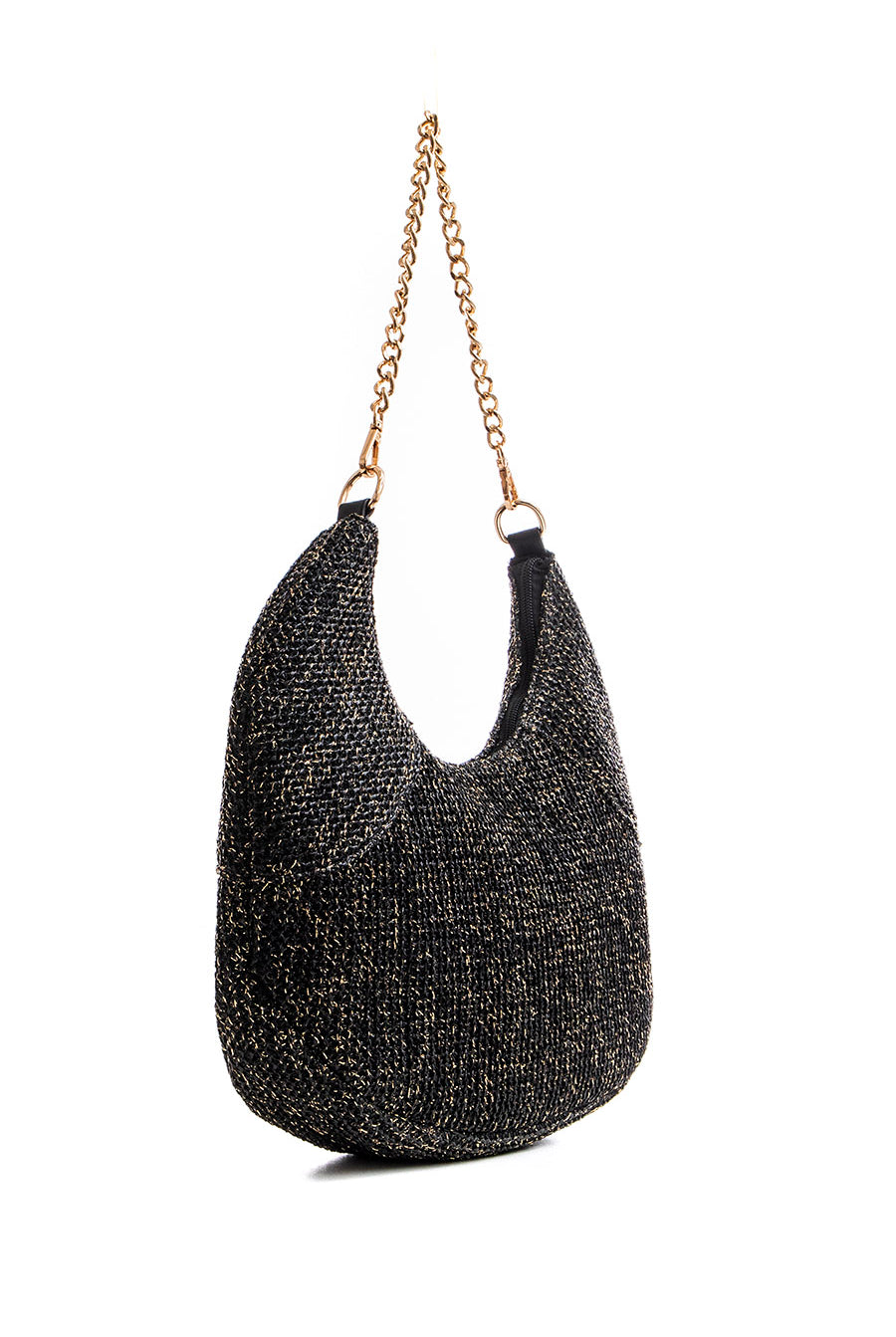 Sac forme lune noir et lurex | Elora