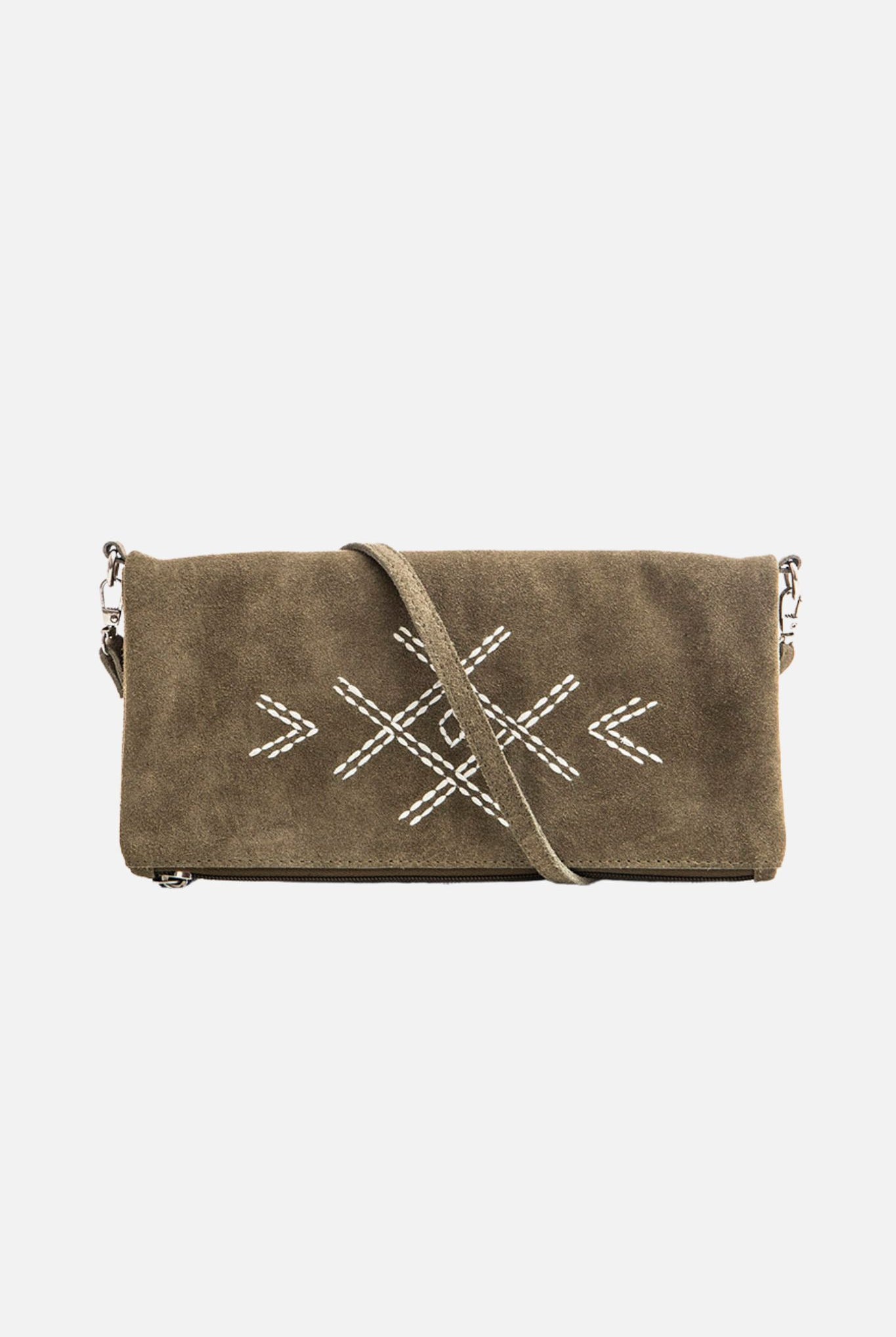 Pochette en daim sauge | Elora