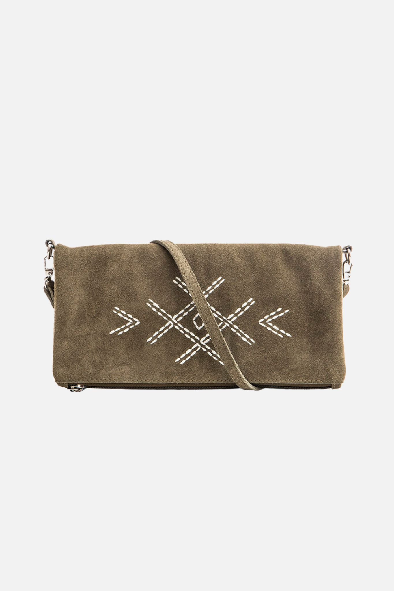 Pochette en daim sauge | Elora