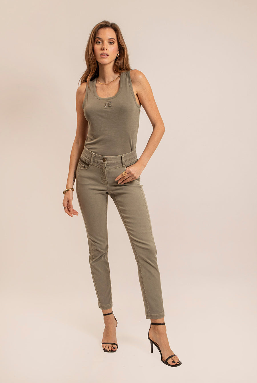 Débardeur en modal coloris sauge | Elora
