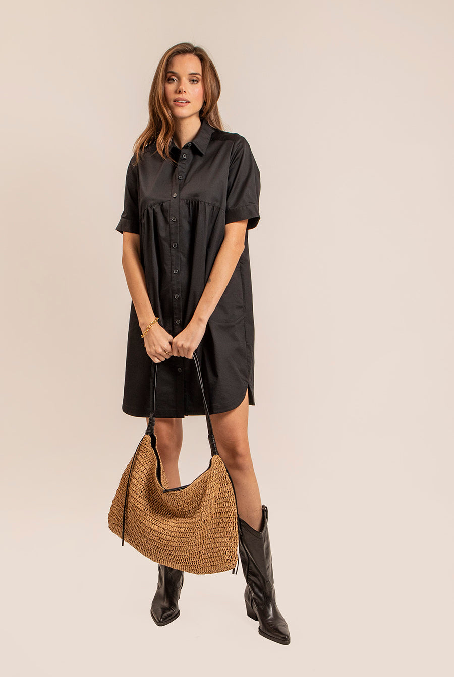 Robe chemise noire | Elora