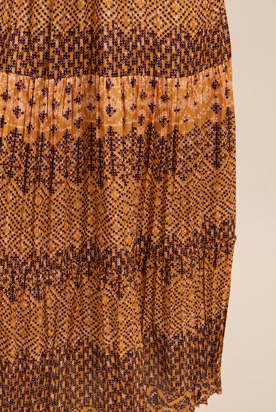 Robe longue plissée dorée | Elora