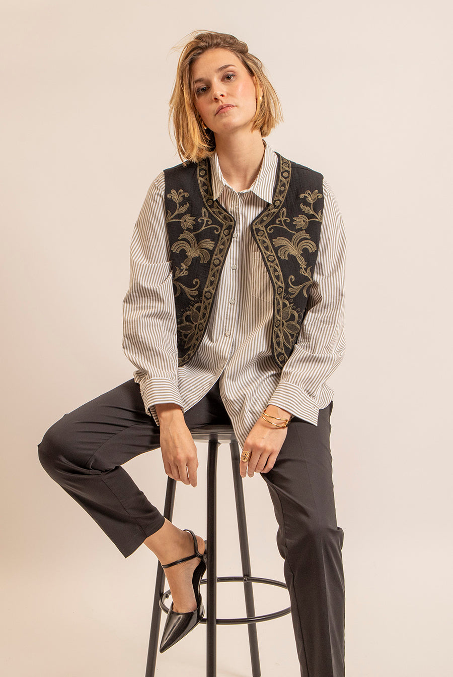 Chemise rayée kaki | Elora