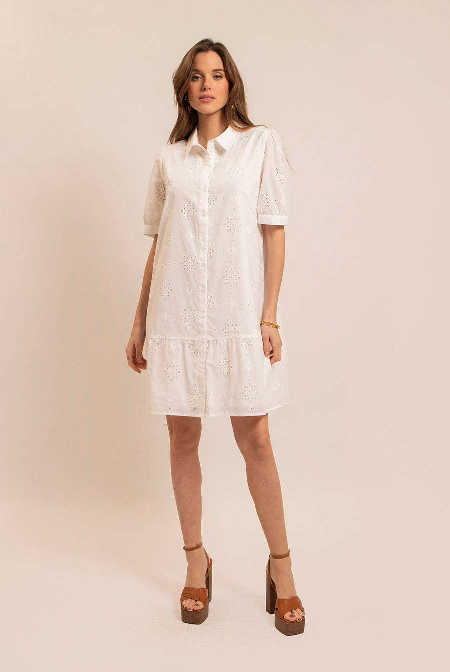 Robe broderie anglaise écrue | Elora
