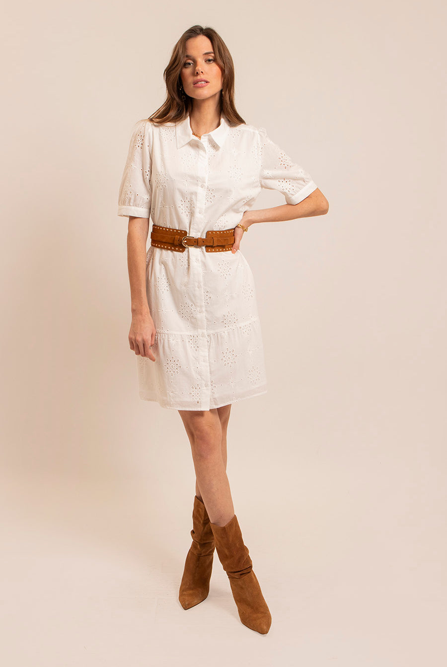Robe broderie anglaise écrue | Elora