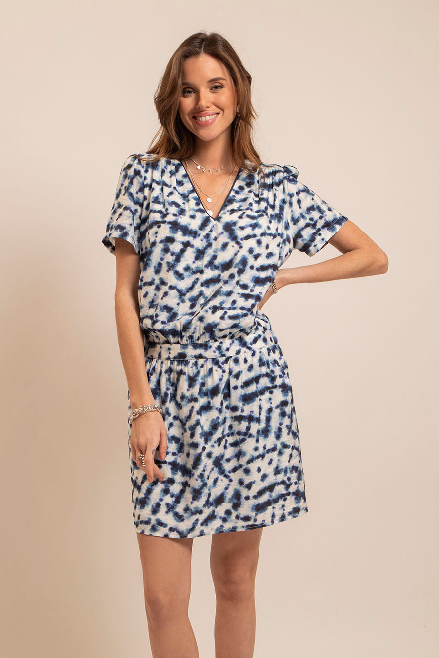 Robe tie and dye imprimé bleu | Elora