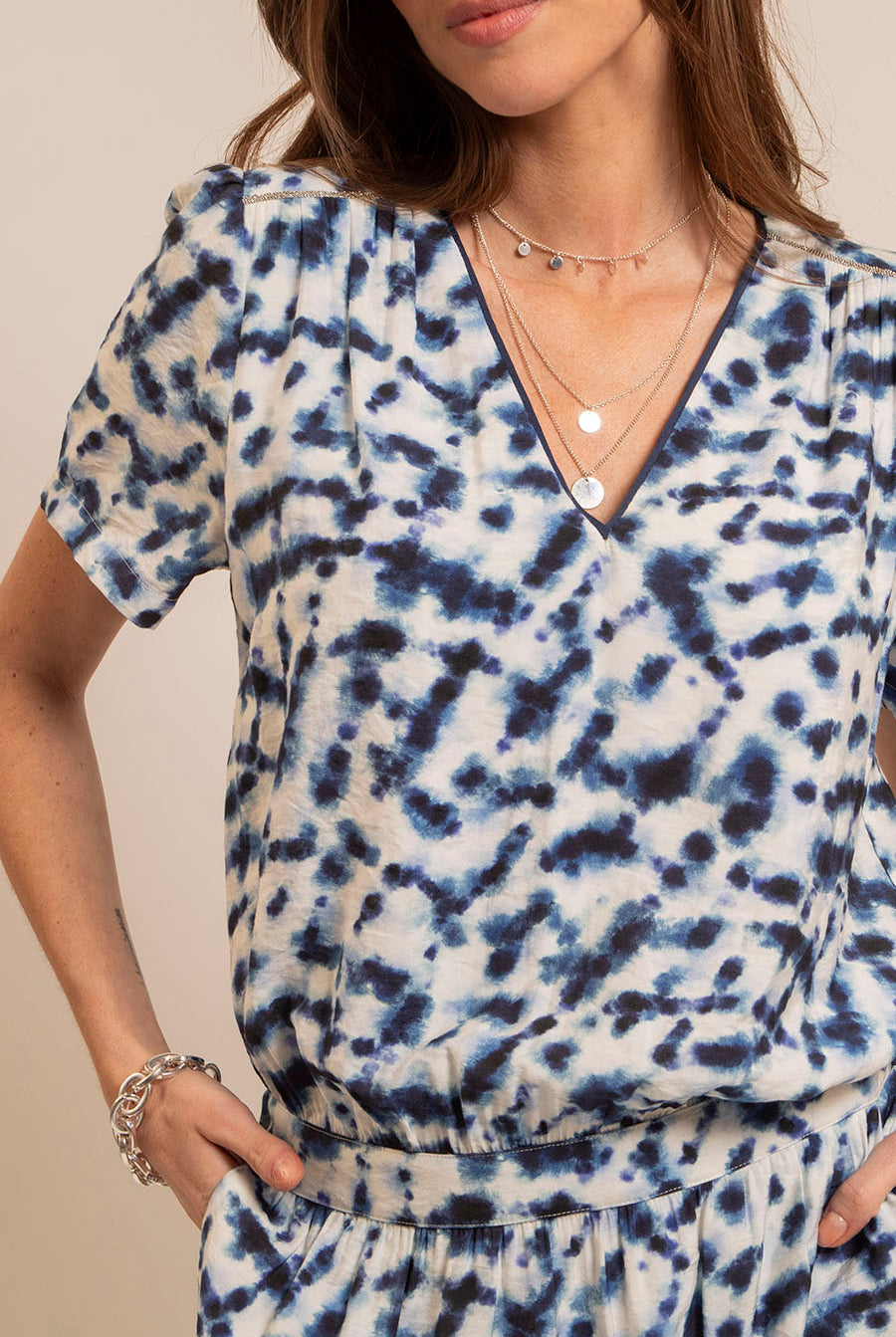 Robe tie and dye imprimé bleu | Elora