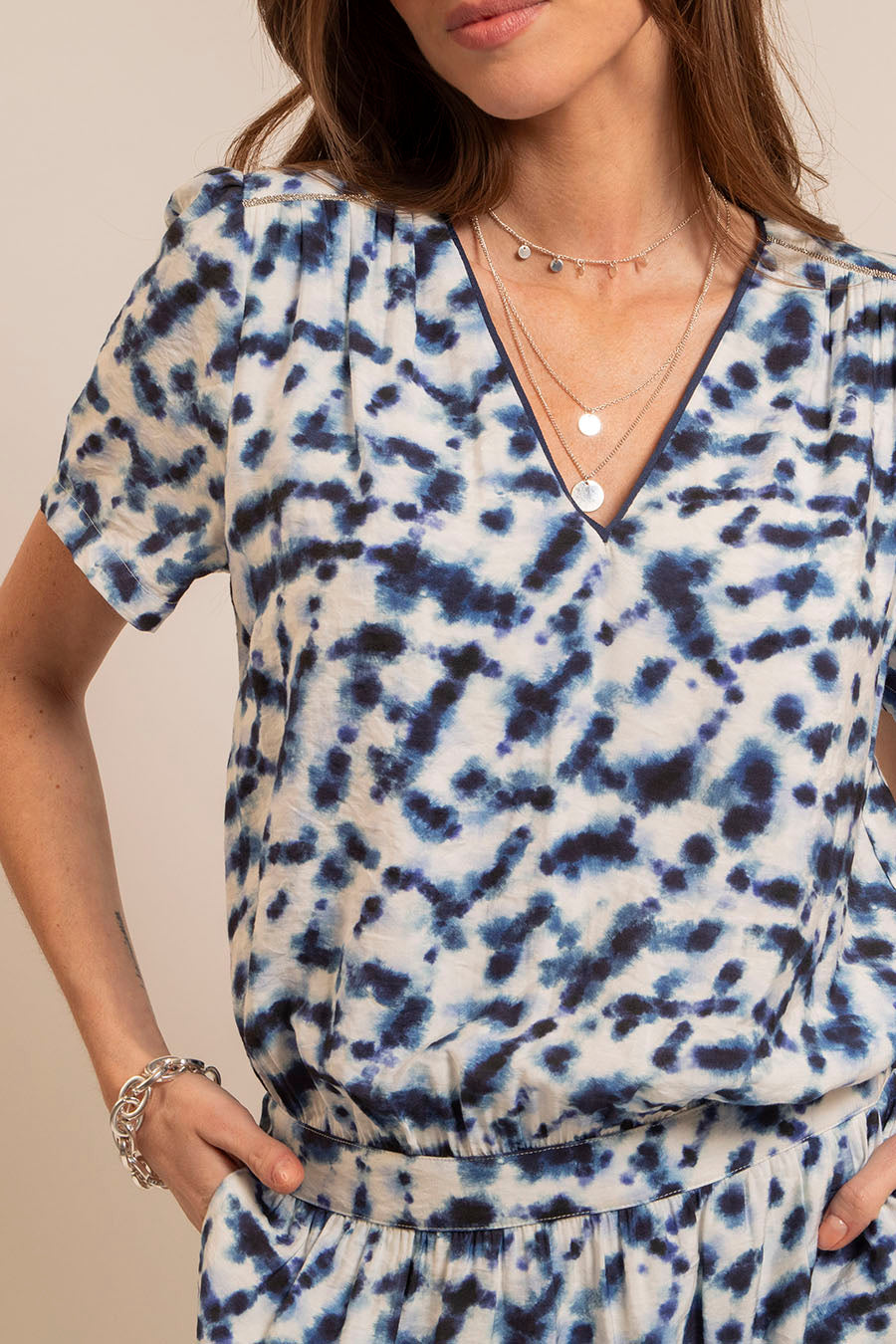 Robe tie and dye imprimé bleu | Elora