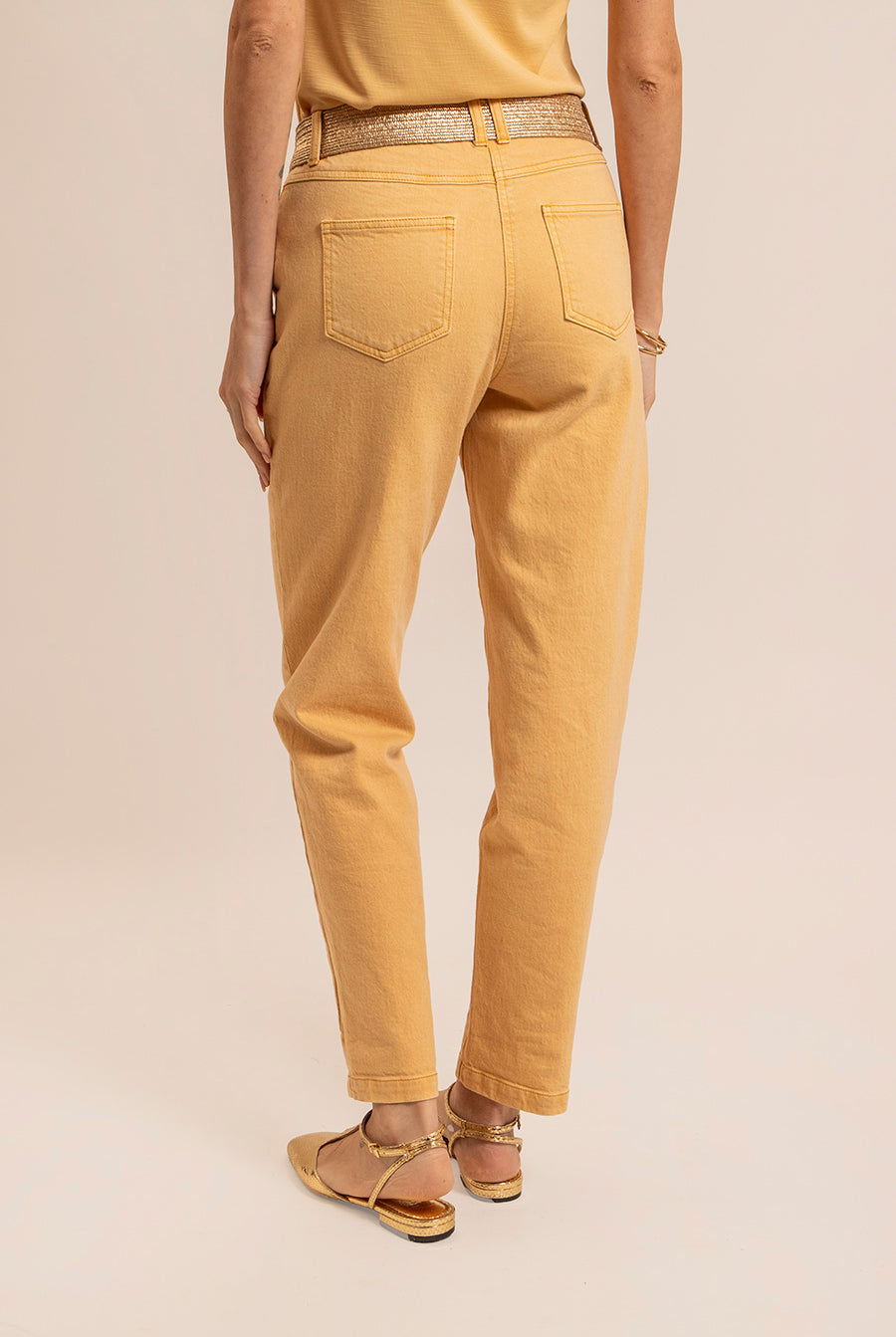 Pantalon large coloris paille | Elora